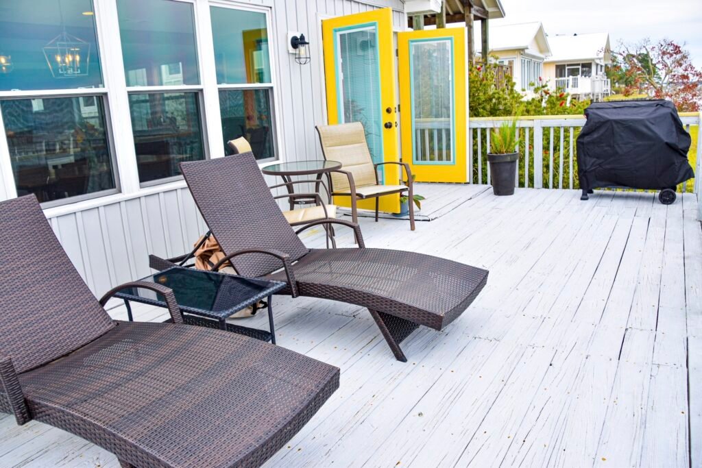 Waterfront Paradise back deck with chairs after Key West paint job
